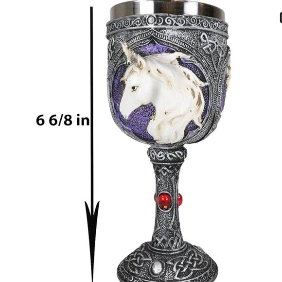 New Magical Enchanted Waterfall Kingdom Unicorn Wine Drink Goblet Stainless - Picture 3 of 4